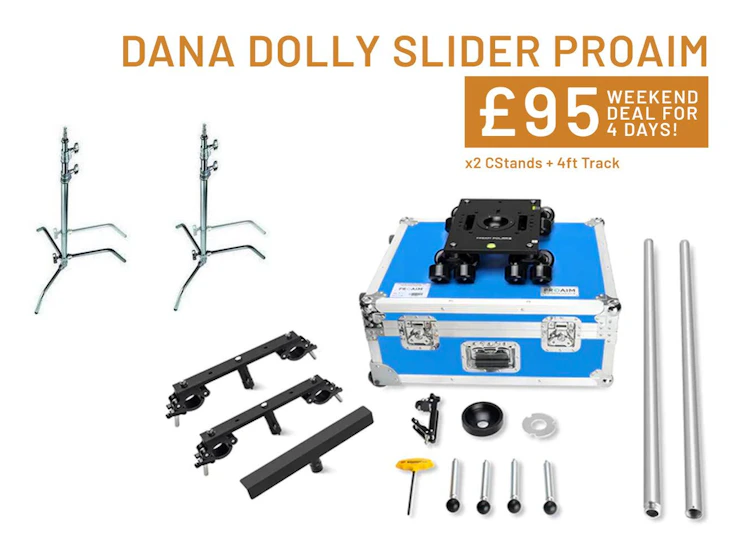 Dana dolly +4ft track proaim polaris slider with c stands