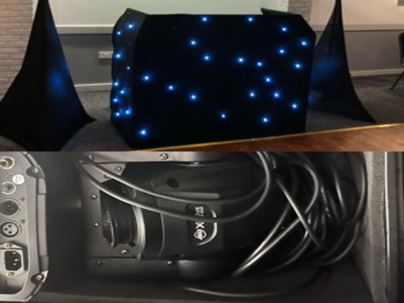 Dbs pro dj booth & 2 adj moving heads