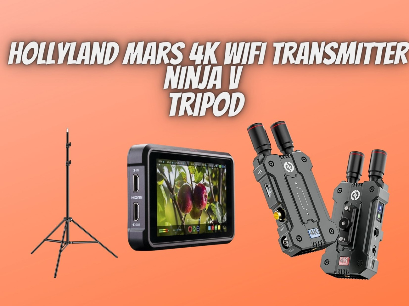 Directors monitor - mars 4k wireless + ninja v + tripod