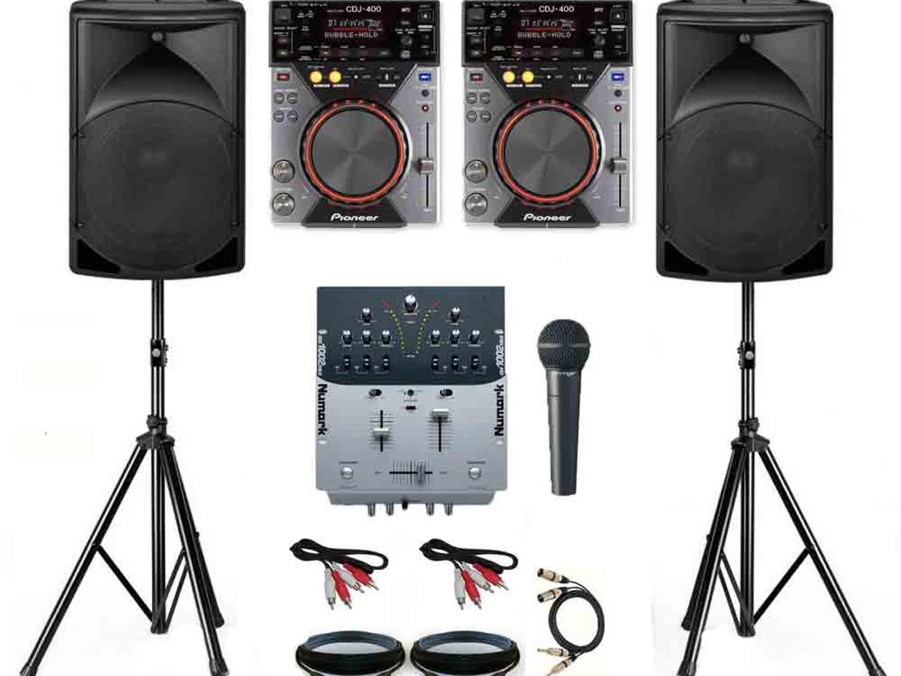 Disco - dj - party pa sound (decks, mixer, speakers, cables)