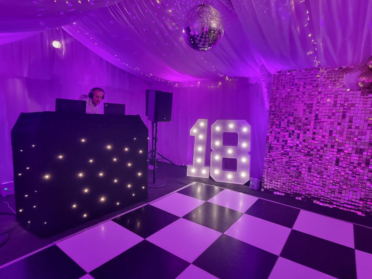 Dj booth led starlit black weddings corporate private events