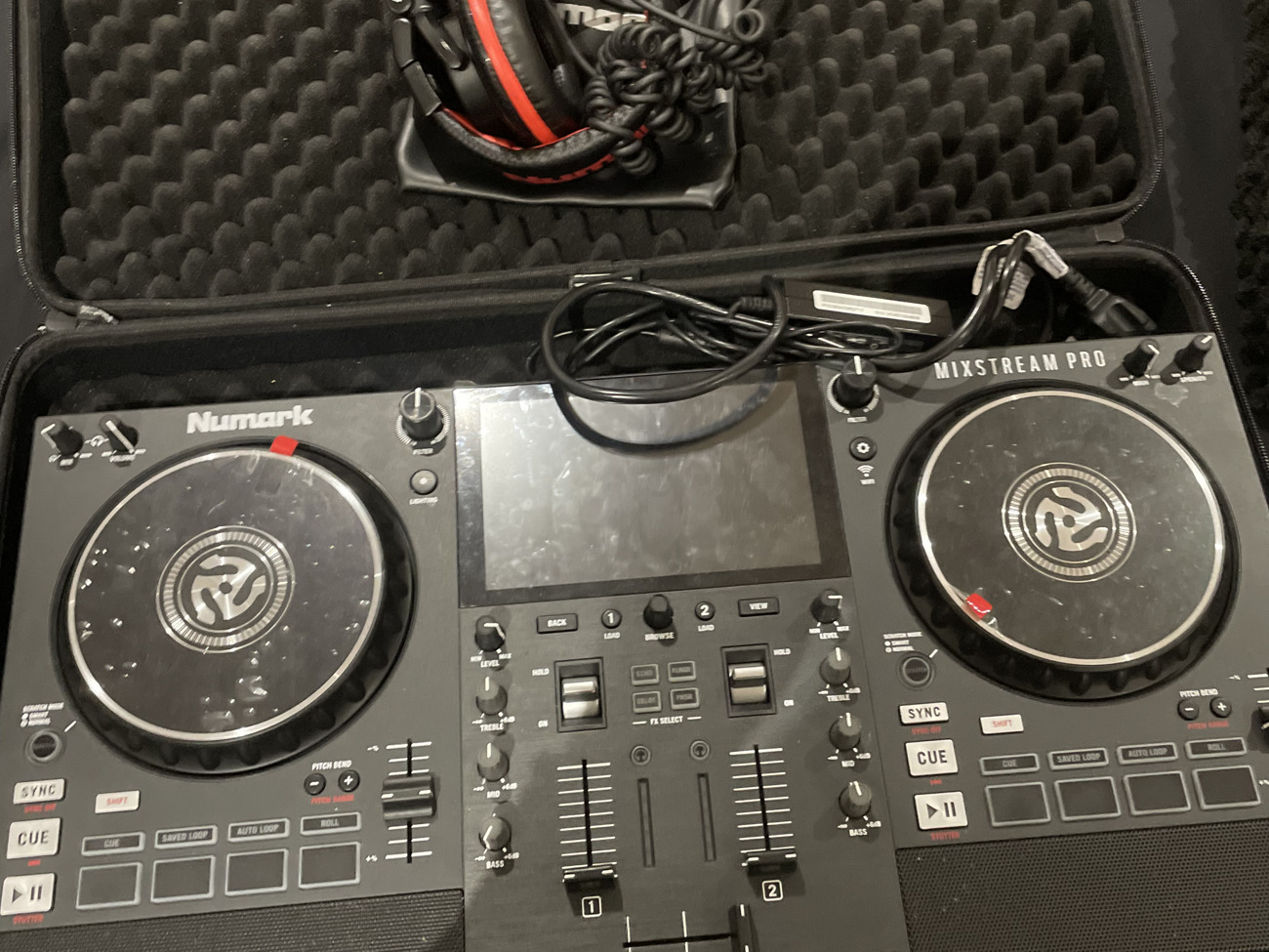 Dj desk and speakers