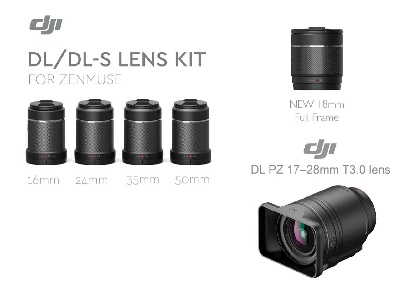 Dji dl lenses / inspire 3 8k drone 16,18,24,35,50 17-28mm 