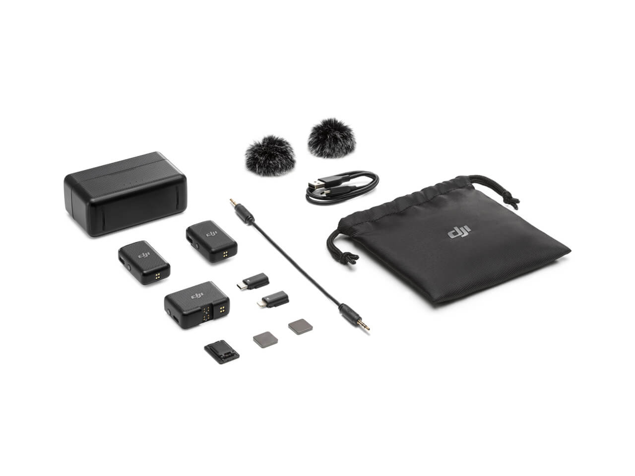Dji mic, 2 tx (transmitters)+ 1 rx (receiver)+ charging case