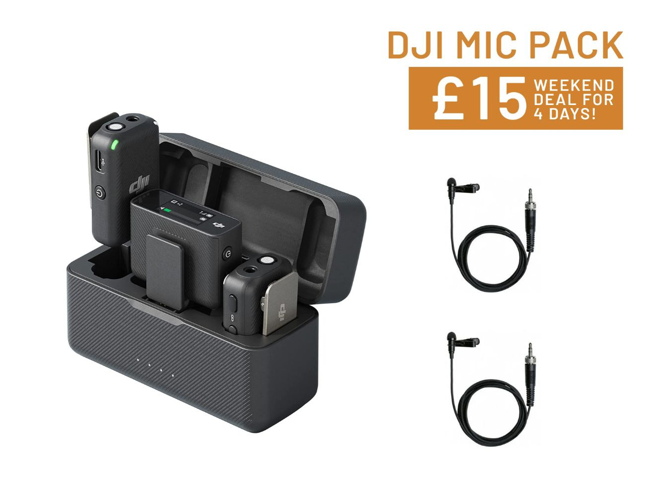 Dji mic transmitter & receiver kit with lavilier microphones