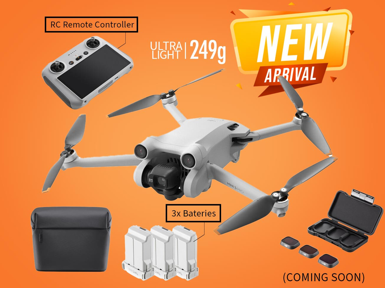 Dji mini 3 drone rc remote - fly more 