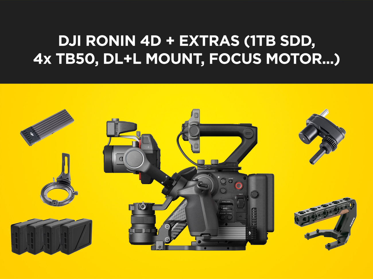 Dji ronin 4d + extras (dl+l mount, 1tb ssd, focus motor, 4x tb50)