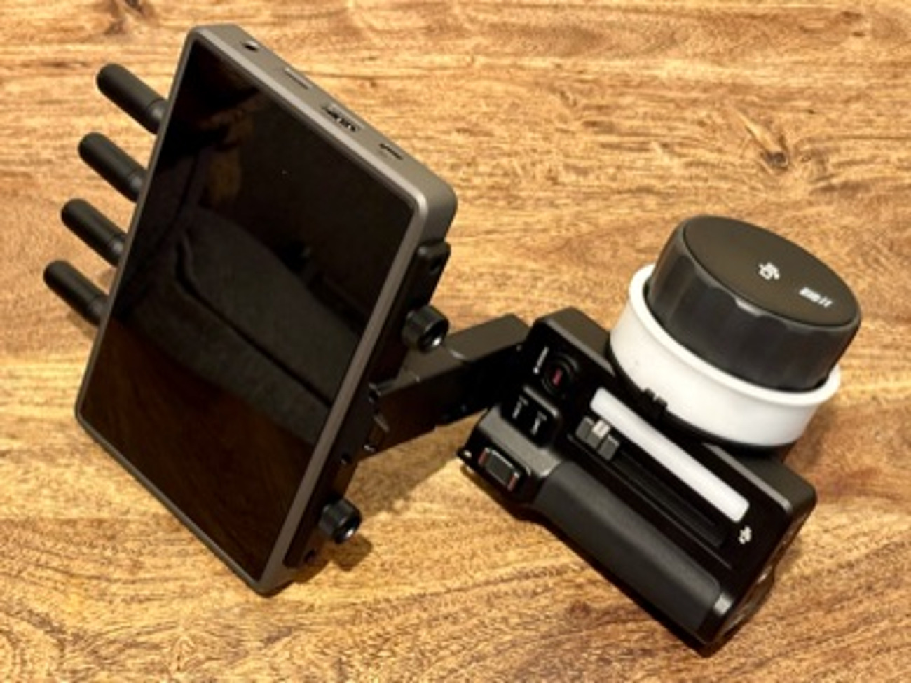 Dji three-channel follow focus and dji highbright monitor