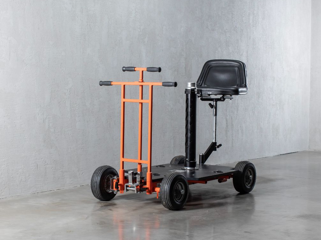 Doorway dolly with studio wheels, bazooka & seat