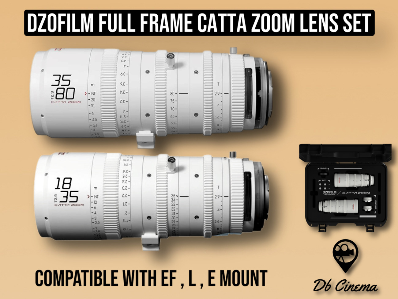 Dzofilm cinema zoom lens full frame catta ace set pl/ef/e/l/rf mount