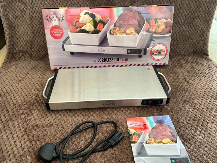 Electric large cordless hot tray plate and food warmer