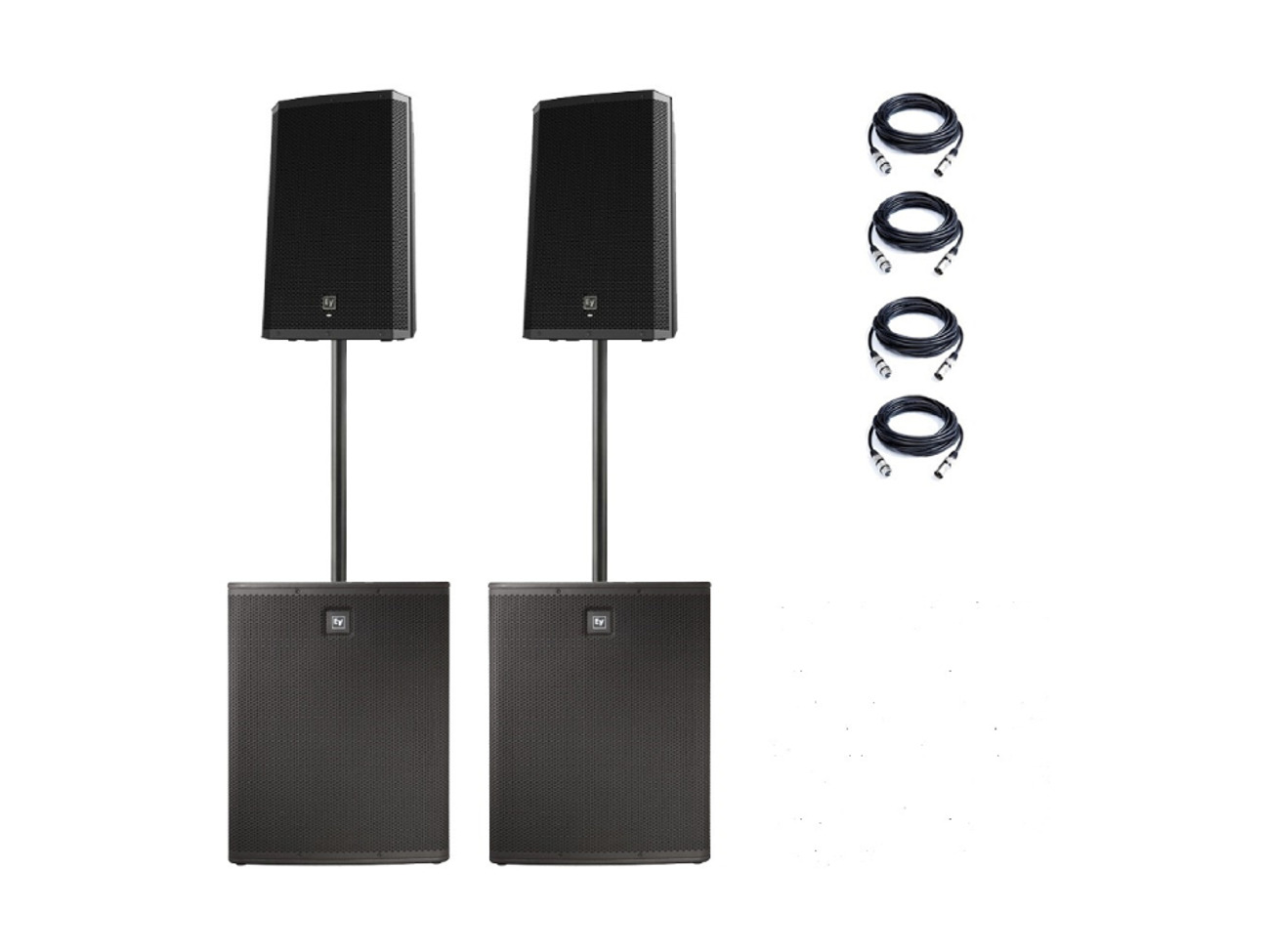 Electro voice active pa system with stands and cables