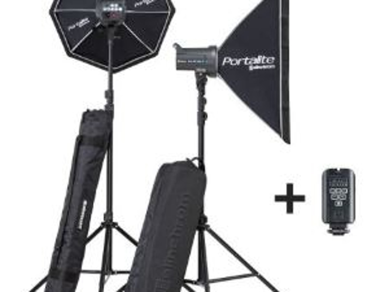 Elinchrom rx-2 two head kit with stands and softboxes