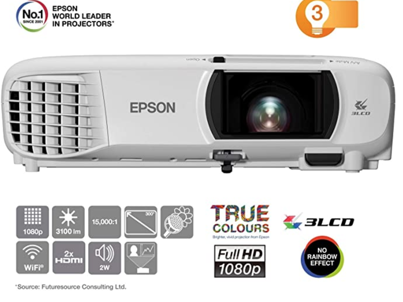Epson eh-tw650 3lcd, full hd, 3100 lumens, 300 inch display,