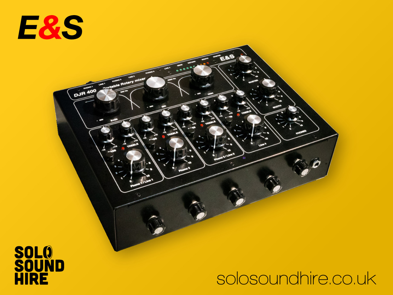 Subzero 4ch Rotary DJ Mixer DMR-400 HIRE E&S DJR 400 4 Channel