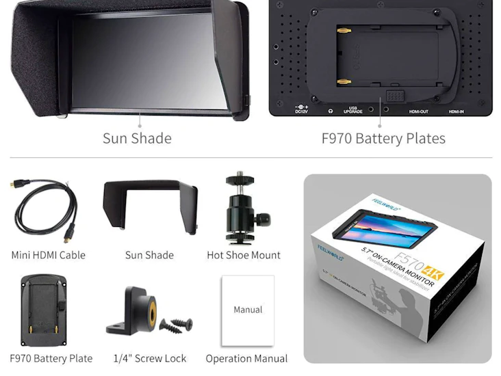 Feelworld f570 4k 5.7’’ on-camera monitor
