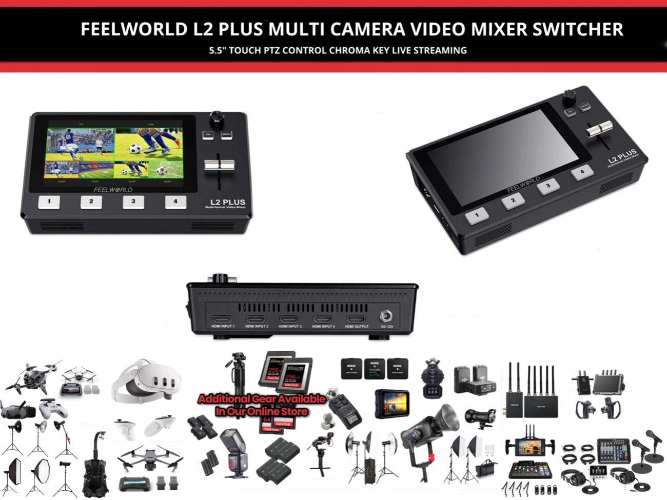 Feelworld l2 plus multi camera video switcher 