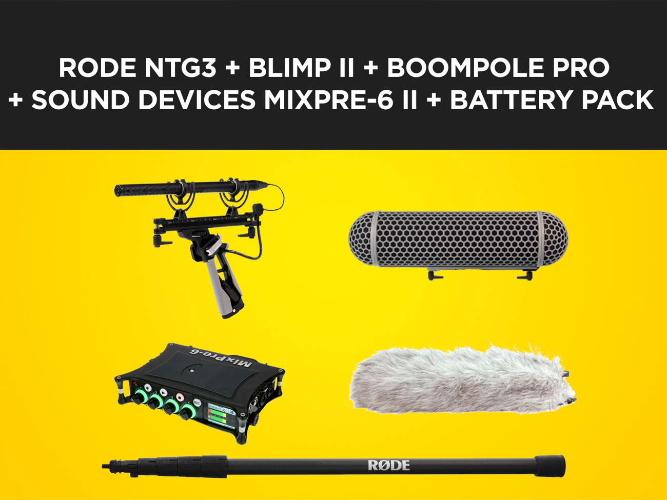Film audio recording kit (outdoor) - rode ntg3, blimp v2, mixpre-6, boom