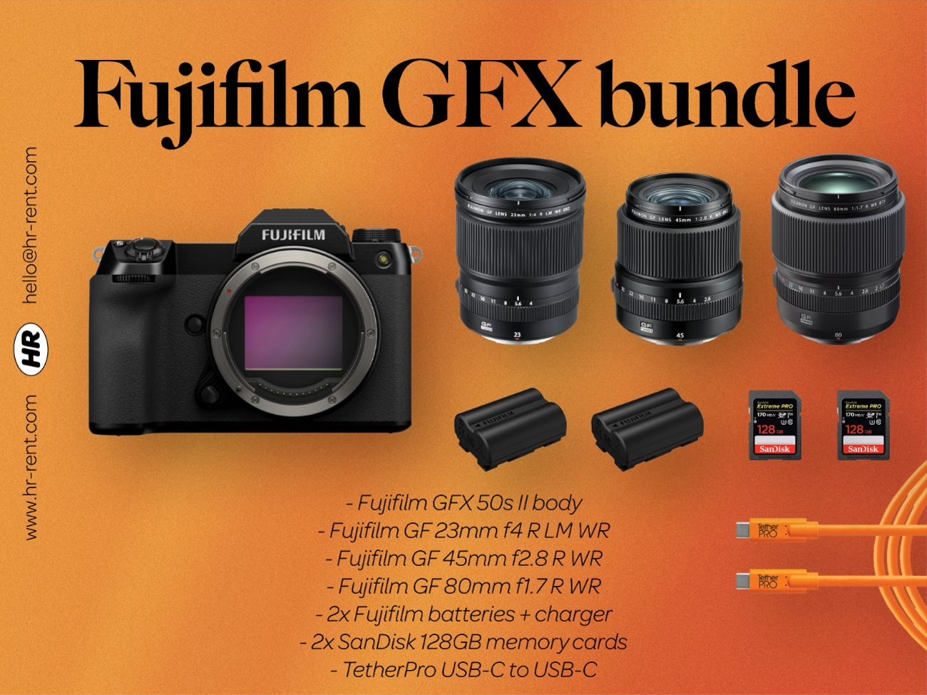Fuji fujifilm gfx 50s ii + 23mm f4 + 45mm f2.8 + 80mm f1.7