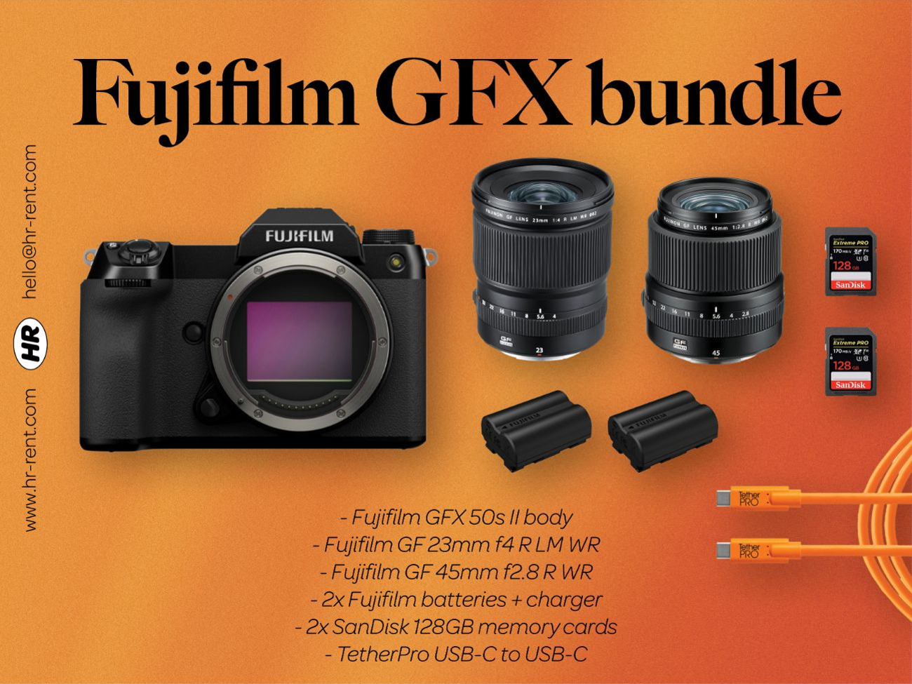 Fuji fujifilm gfx 50s ii + gf 23mm f4 + gf 45mm f2.8 lens