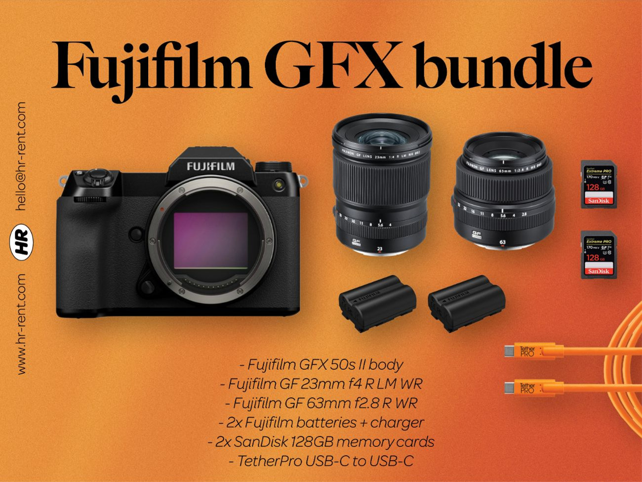 Fuji fujifilm gfx 50s ii + gf 23mm f4 + gf 63mm f2.8 lens