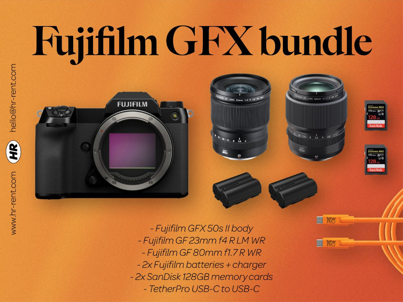 Fuji fujifilm gfx 50s ii + gf 23mm f4 + gf 80mm f1.7 lens