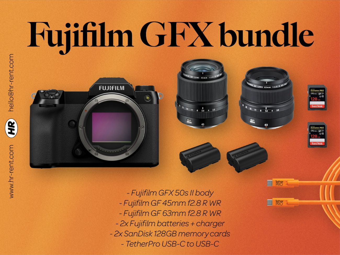 Rent Fuji Fujifilm GFX 50s II GF 45mm GF 63mm lens