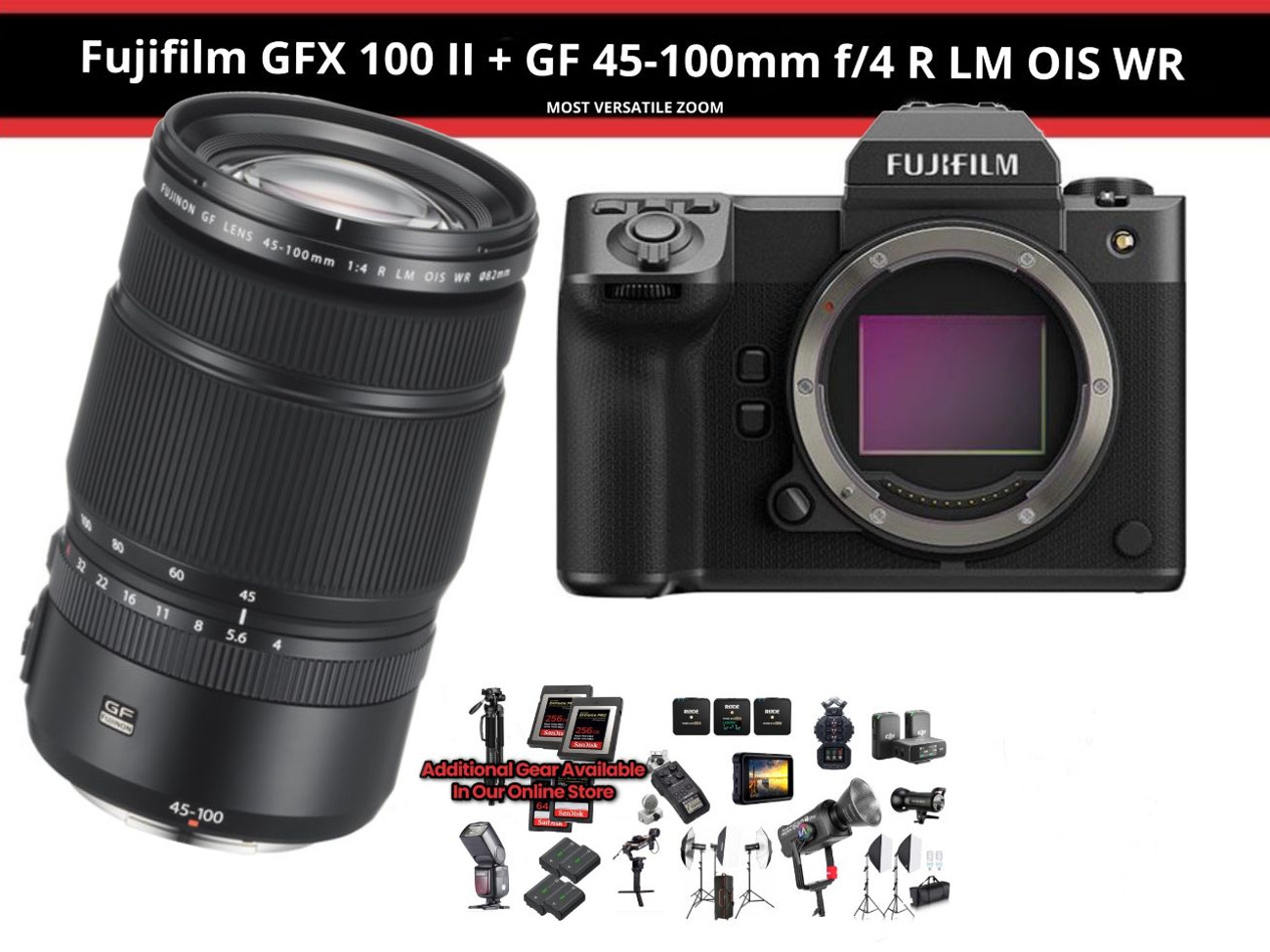 Rent FUJIFILM GFX 100 II GF 45-100 f/4 from Mirrorless Rentals L