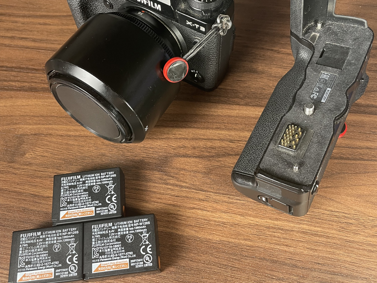 Fujifilm x-t3 body, battery grip, and fujifilm batteries