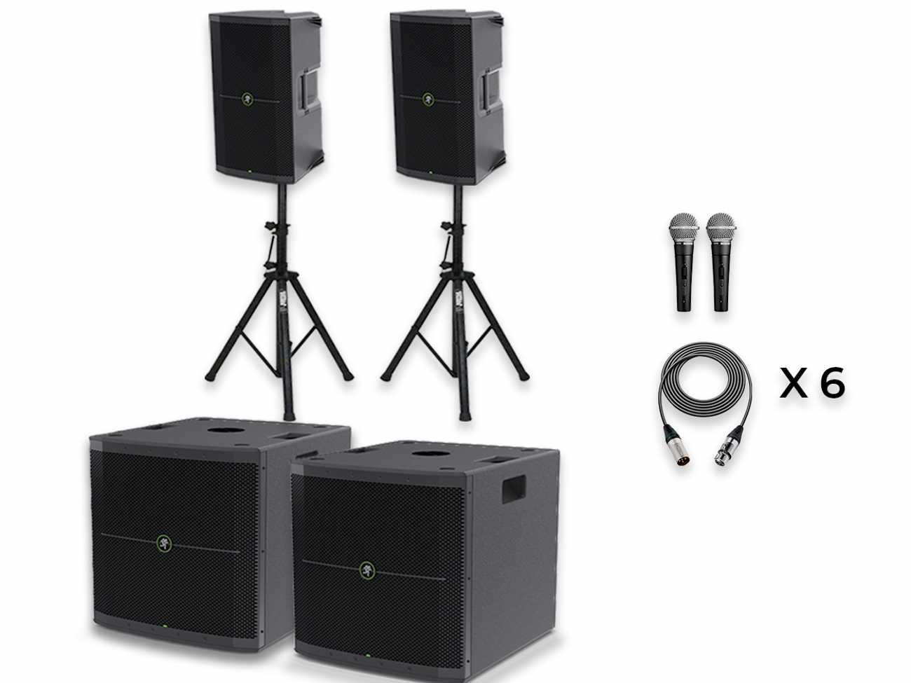Full mackie pa system (2x 12" tops, 2x 18" subs)
