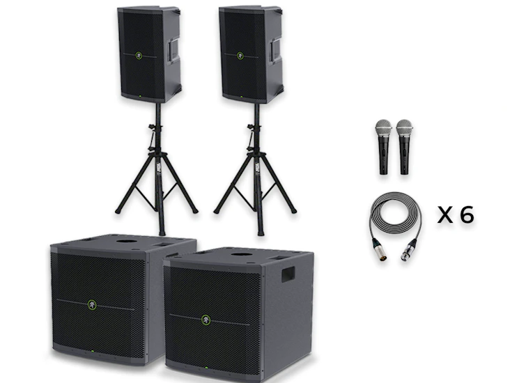 Full mackie pa system (2x 12" tops, 2x 18" subs)