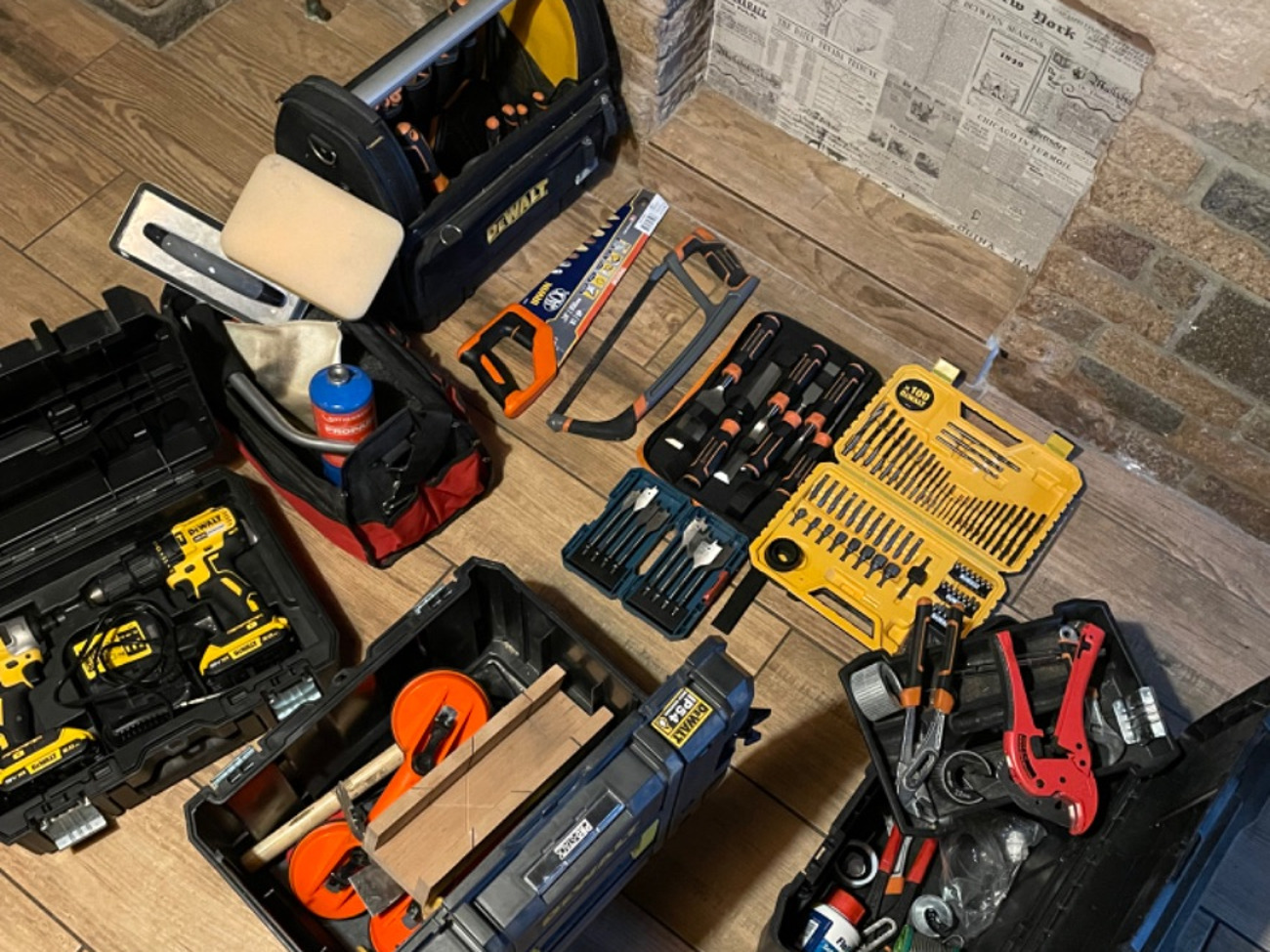 Full multi traders hand tools with combi and impact drill.