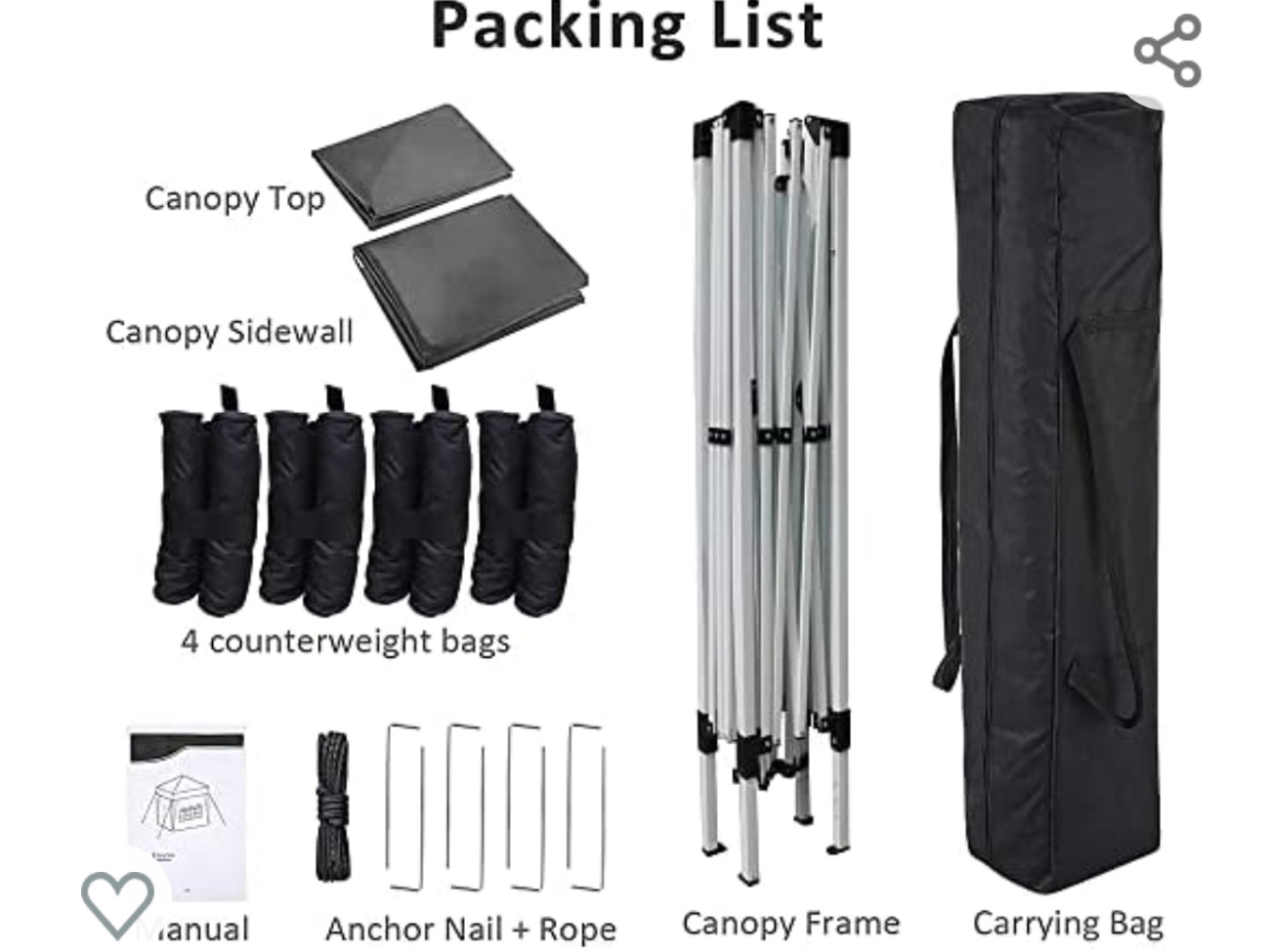 Gazebo 2.5 x 2.5 with 4 sides (2w/windows)- black