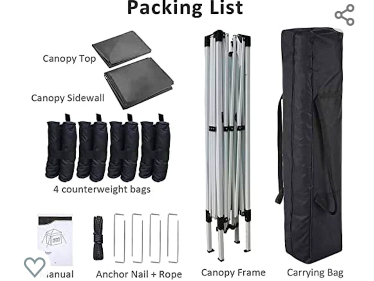 Gazebo 2.5 x 2.5 with 4 sides (2w/windows)- black