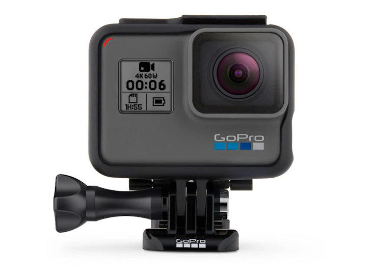 Go pro hero 6 with 2 batteries and sd card, accessories