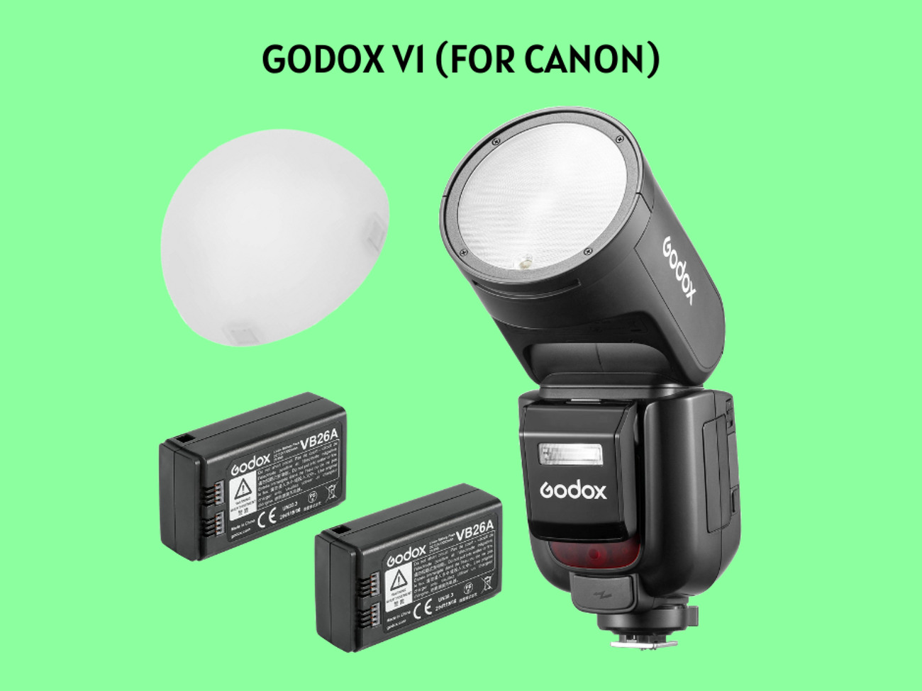 Godox v1 speedlite flash for canon (w/ 2 battery & diffuser)