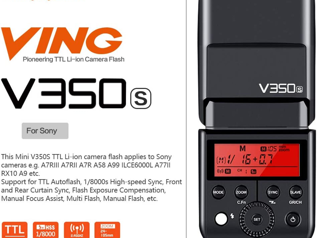 Godox v350s flash & xpro-s ttl wireless flash trigger