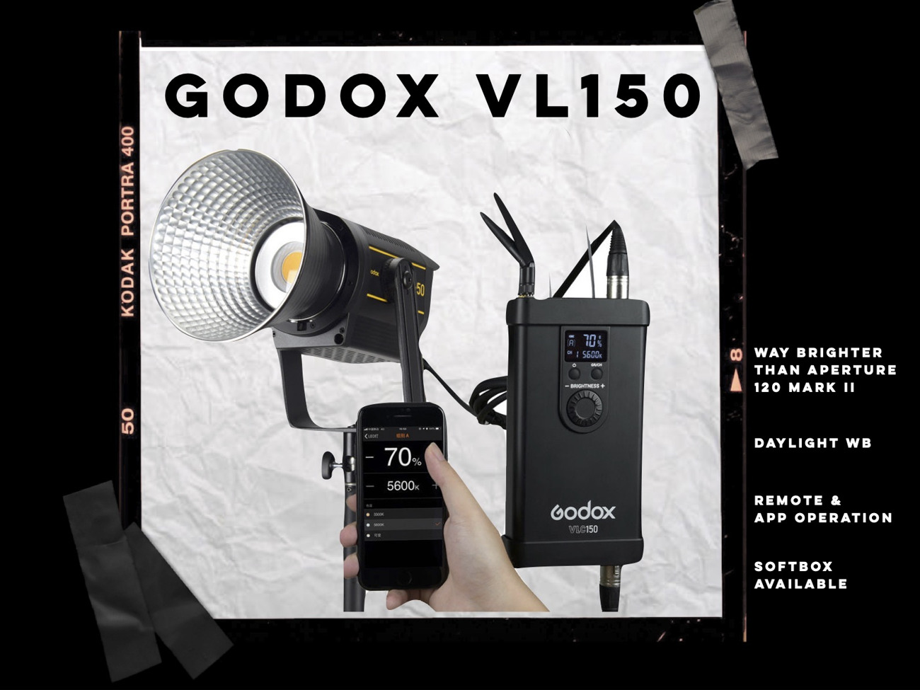 Godox vl150 150w led light, 5600k-balanced cri 96