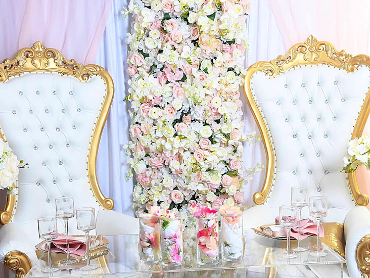 Gold and white party throne chair
