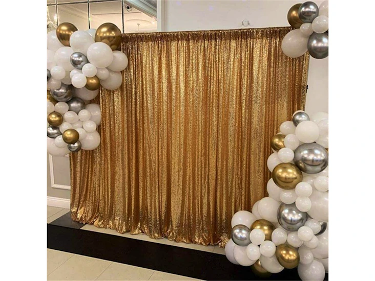 Gold sequin backdrop with stand