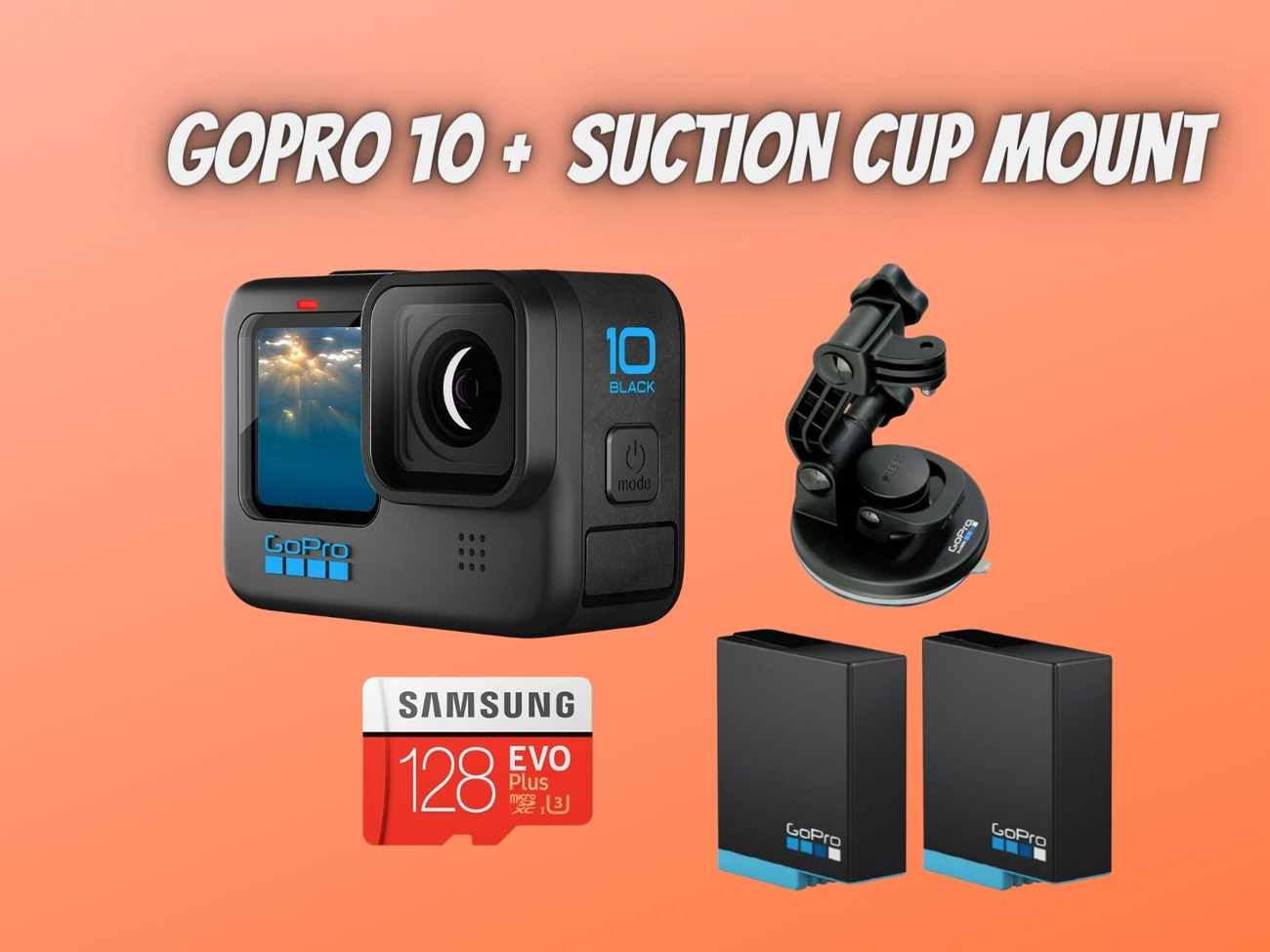 Gopro 10 + suction cup mount, action camera