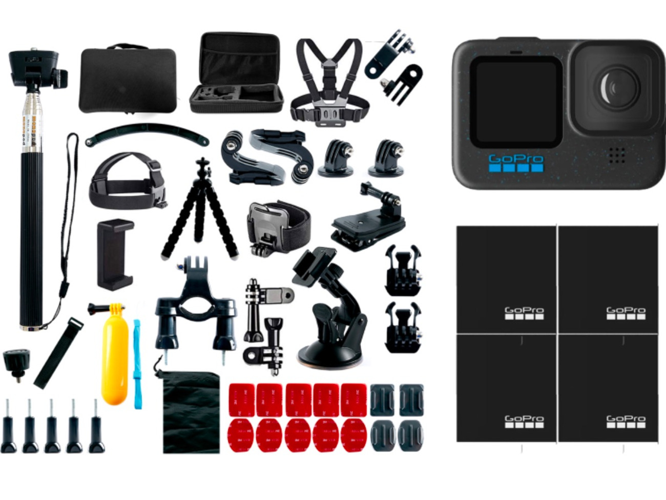 Gopro 12 +full kit accessories + 4 batteries+128gb sd