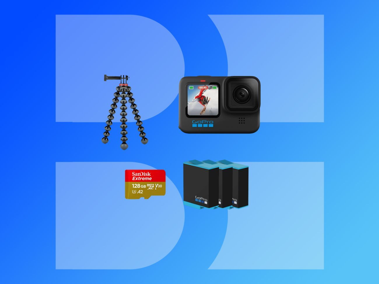 Gopro hero 10 action camera + 128gb sd + 3 batteries