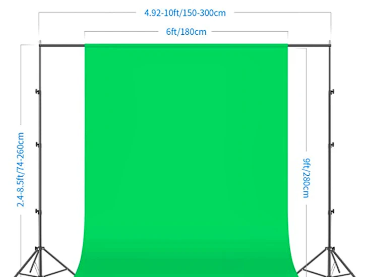 Green screen (8.5ft x 10ft) & lighting