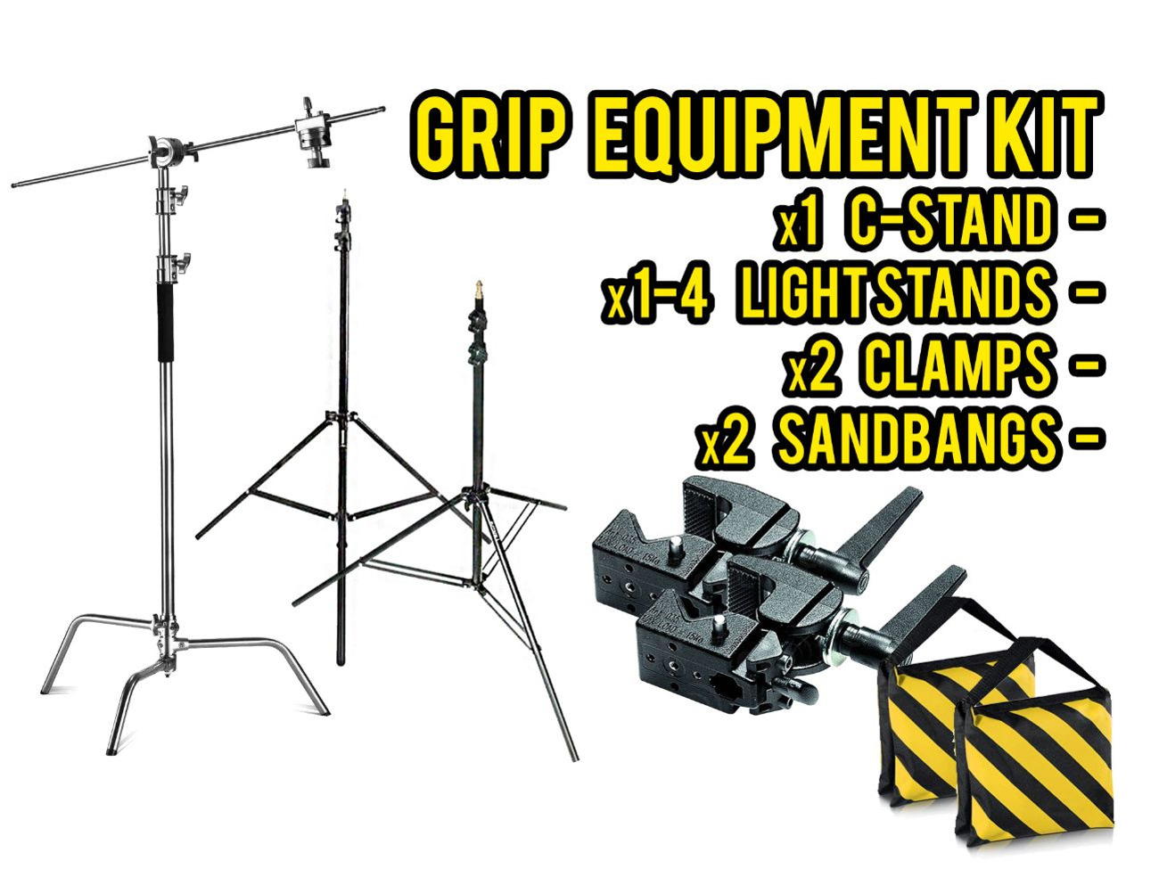 Grip equipment - c-stands, light stands, clamps, bags (nw3)