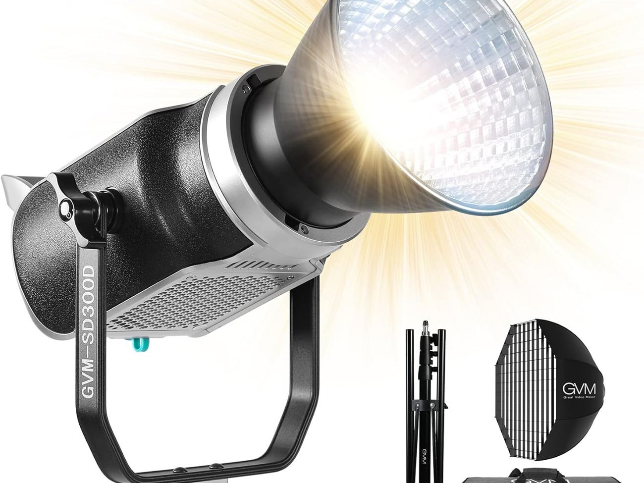 Gvm 300d wireless bi-color spotlight w/ softbox (powerful)