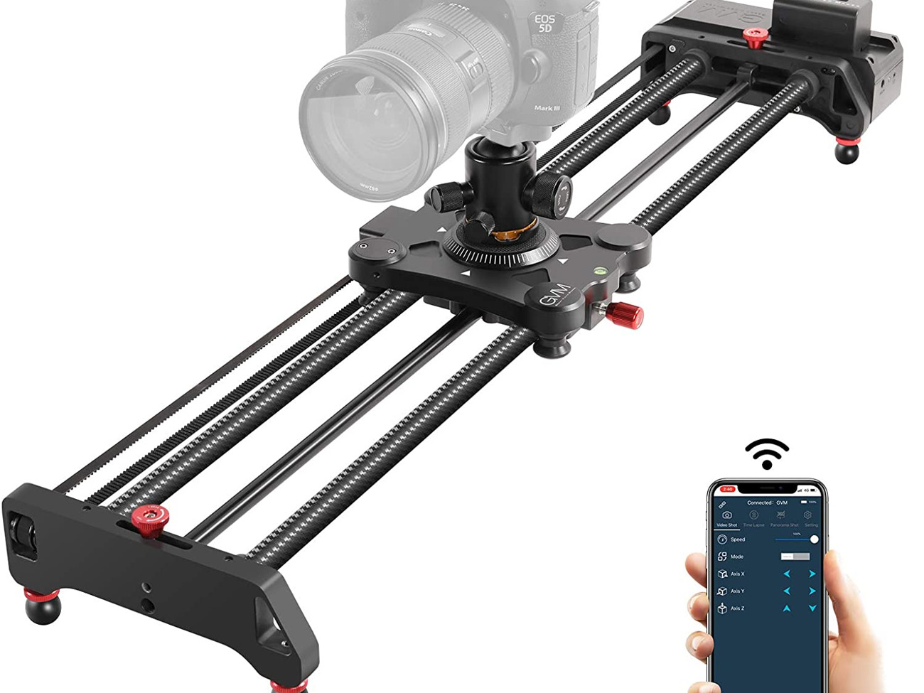 Gvm camera slider motorized 80cm wireless + 2 light stands