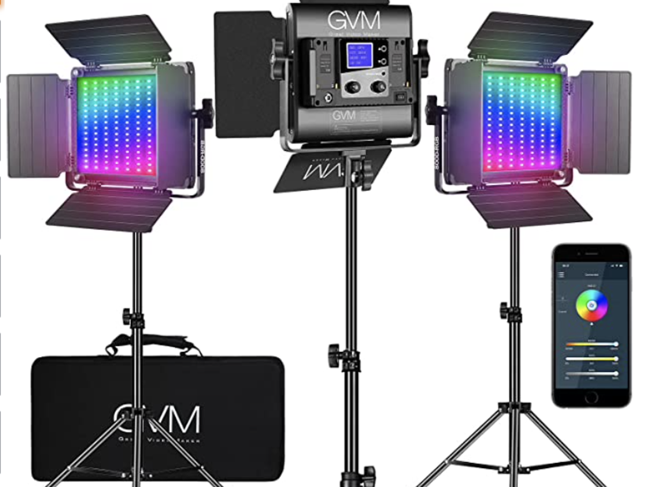 Gvm led 800d rgb video and photography light (x3)