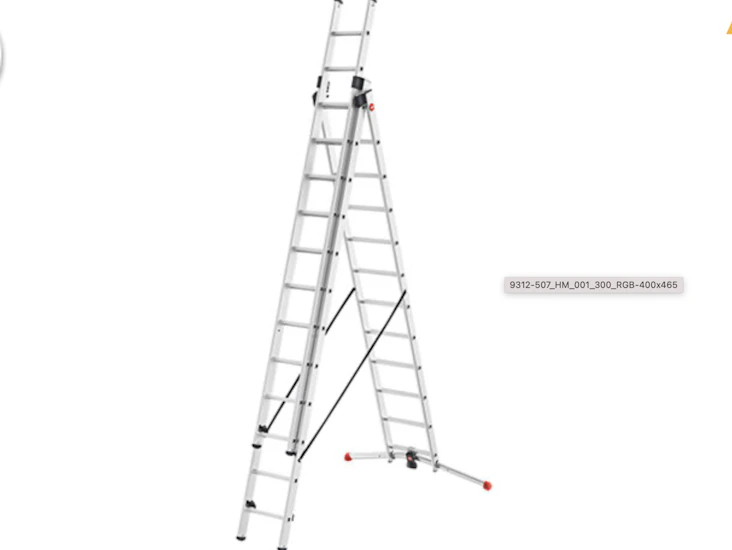 Hailo s100 profilot combination ladder (3x12 rungs); 8m ladder