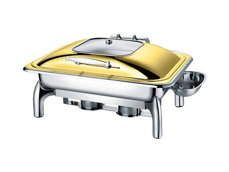 Half gold luxury rectangular chaffing dish - 10 qt